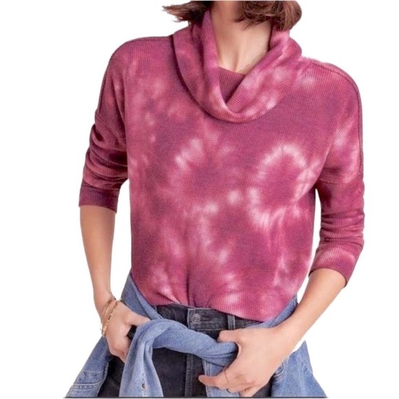 ANTHROPOLOGIE Maeve‎ Tie Dye Thermal Cowl Neck Top Size S - Picture 1 of 7